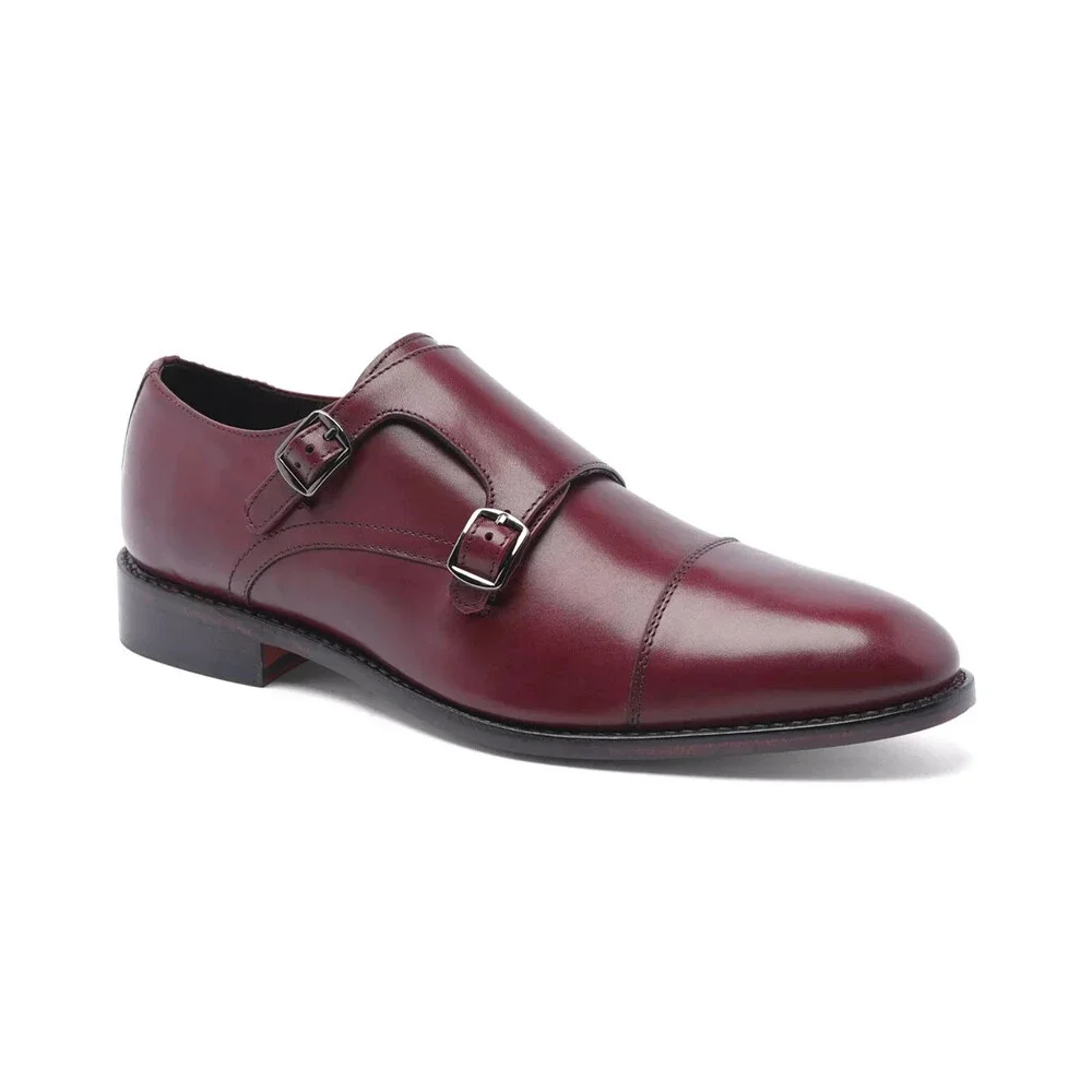Anthony Veer Roosevelt II Oxford Men's 7.5 M Red Monk Strap Dress Shoe Hawk2897